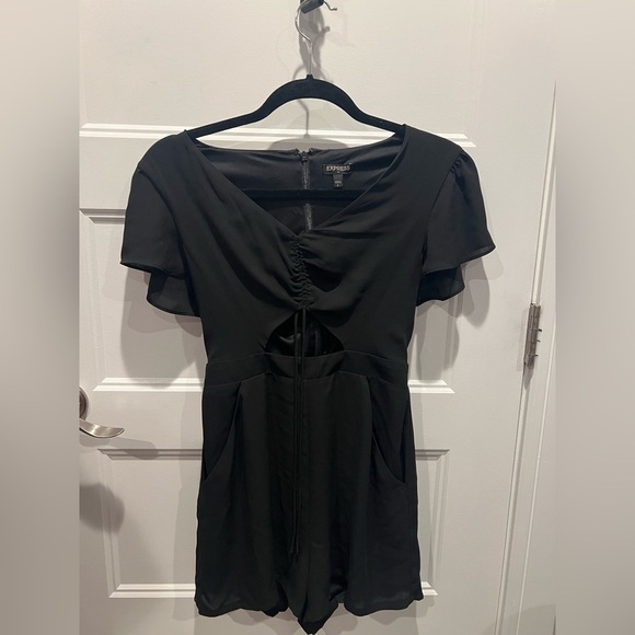 Express Black Ruched Sheath Midi Dress - Picture 1 of 3